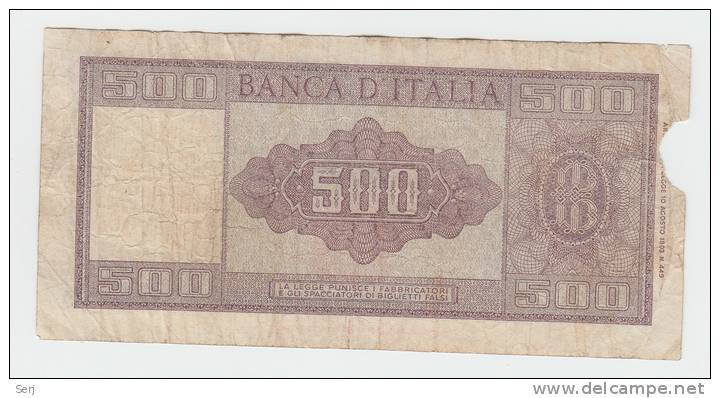 Italy 500 Lire 1947 P 80a 80 A - 500 Liras