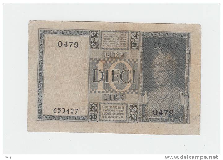 ITALY 10 Lire 1939 "F" P 25c 25 C - Regno D'Italia – 10 Lire