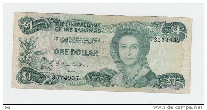 BAHAMAS 1 Dollar L 1974 ( 1984 ) ""F+"" P 43a 43 A - Bahamas