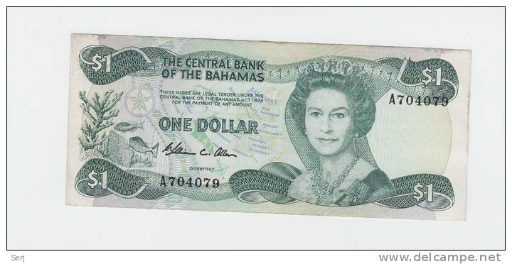 BAHAMAS 1 Dollar L 1974 ( 1984 ) ""VF+"" P 43a 43 A - Bahamas