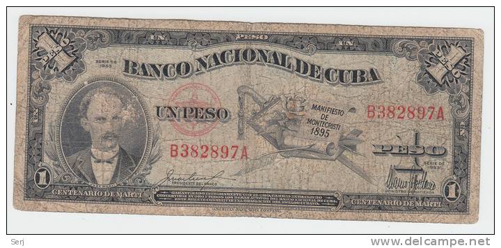 Cuba 1 Peso 1953 VG P 86 - Cuba