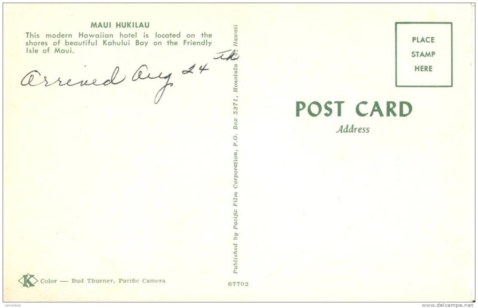 USA – United States – Maui Hukilau Hotel, Kahului Bay, Hawaii Unused Postcard [P4410] - Other & Unclassified