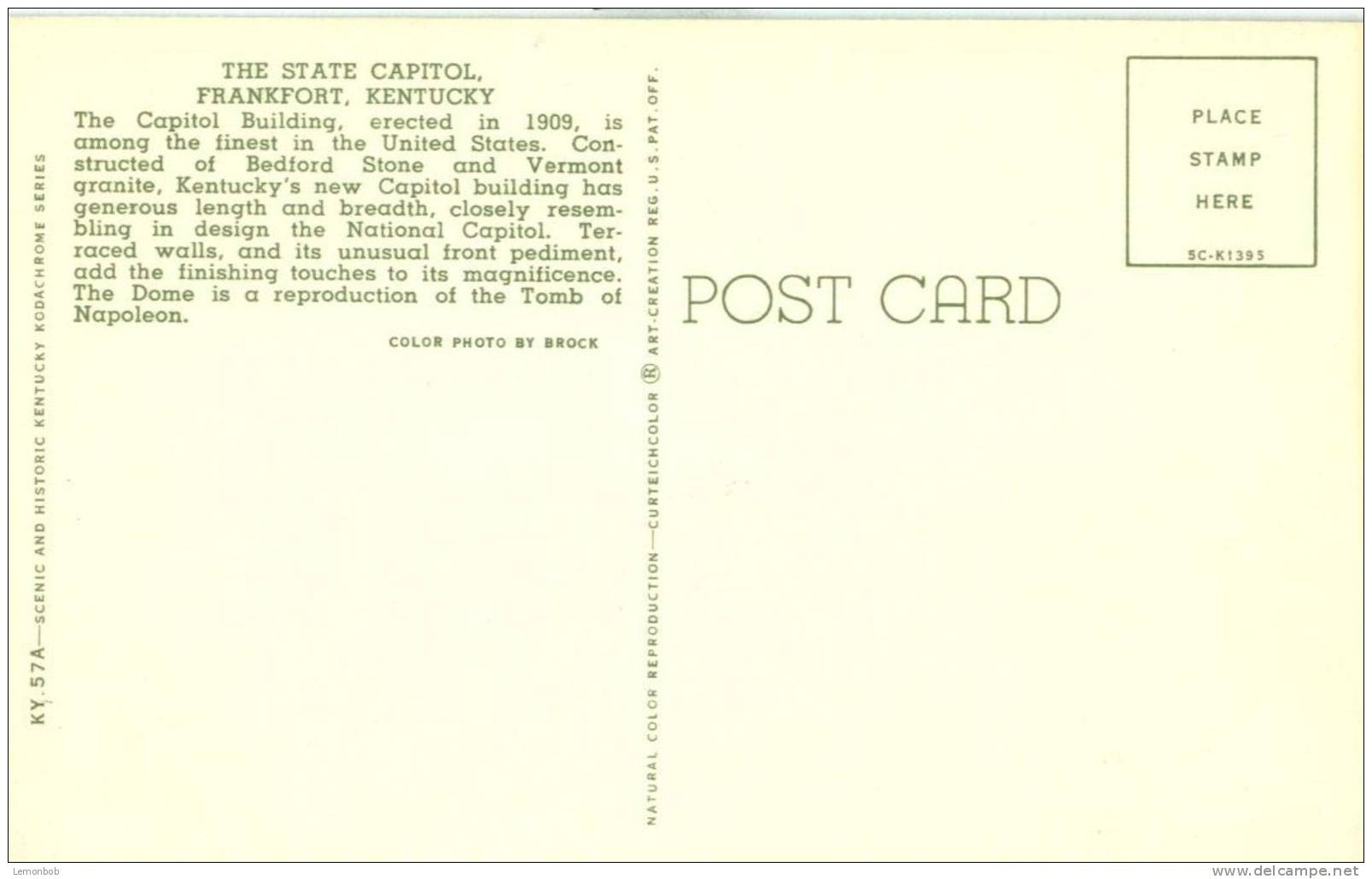 USA – United States – The State Capitol, Frankfort, Kentucky Unused Postcard [P4426] - Frankfort