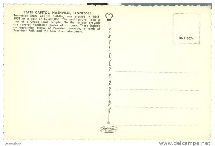 USA – United States – Tennessee State Capitol, Nashville, Tennessee, 1960s Unused Postcard [P4437] - Nashville
