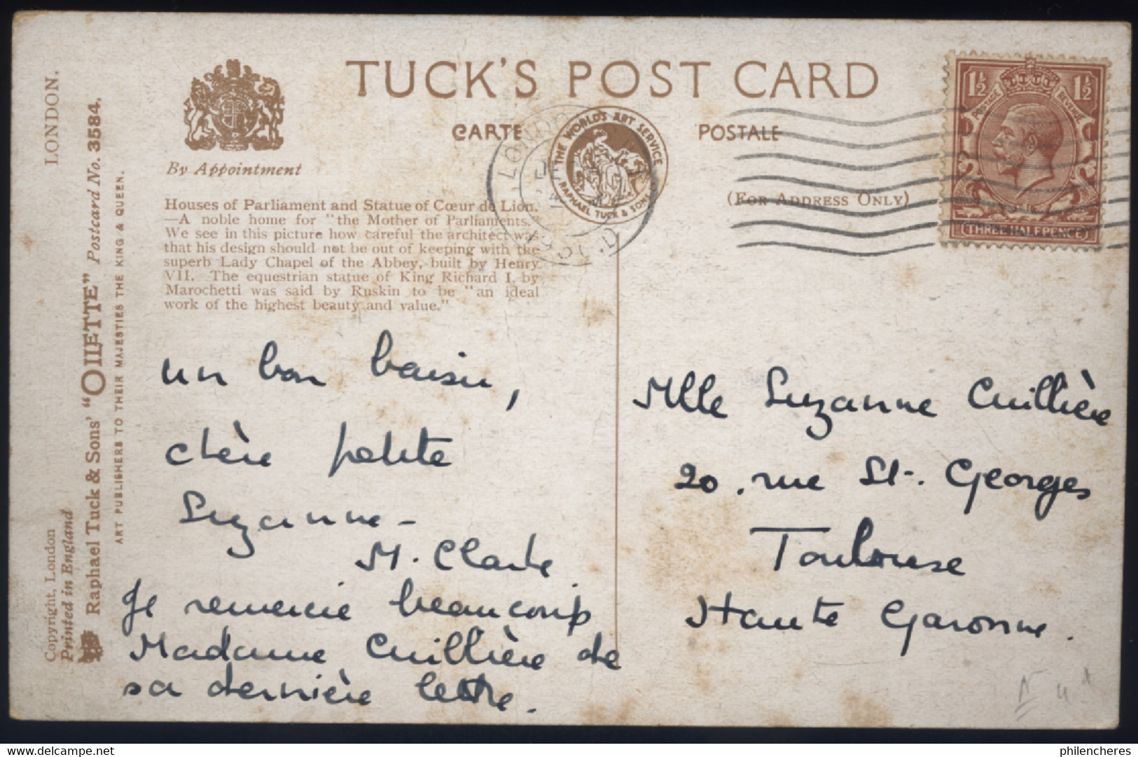 BREANSKI  Edt. Raphael TUCK CPA Anglaise Oilette Maison Du Parlement - Postcard 3584 - Tuck, Raphael