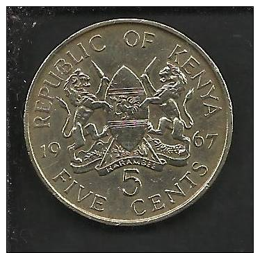 KENYA // 5 CENTS 1967    (PC9351) - Kenia