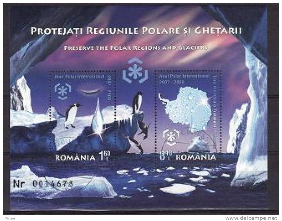 B1863 - Roumanie 2009 - Bloc Yv.no.366 Oblitere - Preservare Le Regioni Polari E Ghiacciai