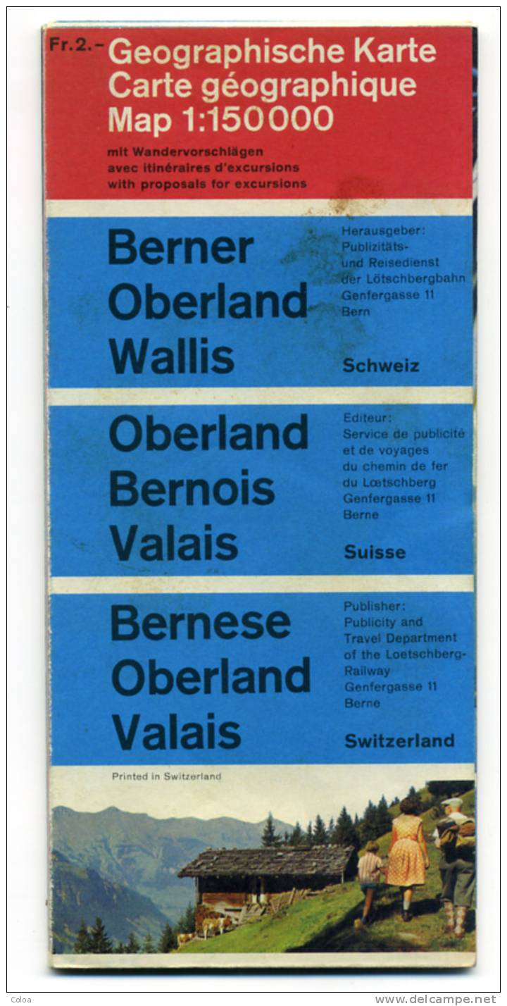 Carte Géographique Oberland Bernois Valais - Cartes Géographiques
