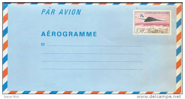 (d) Aérogramme Concorde Survolant Paris - Aerogramme
