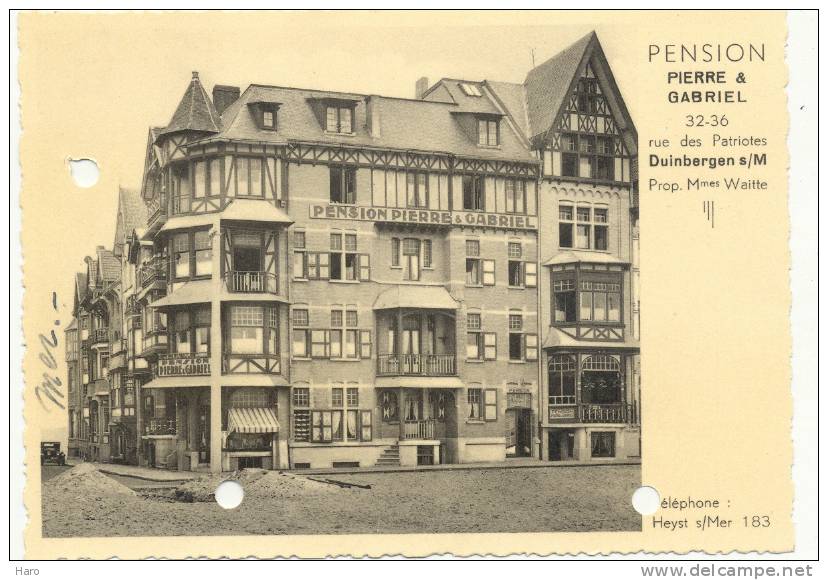 DUINBERGEN - Knokke-Heist Carte Postale Publicitaire De La Pension "Pierre Et Gabriel"(413)sf46 - Keerbergen