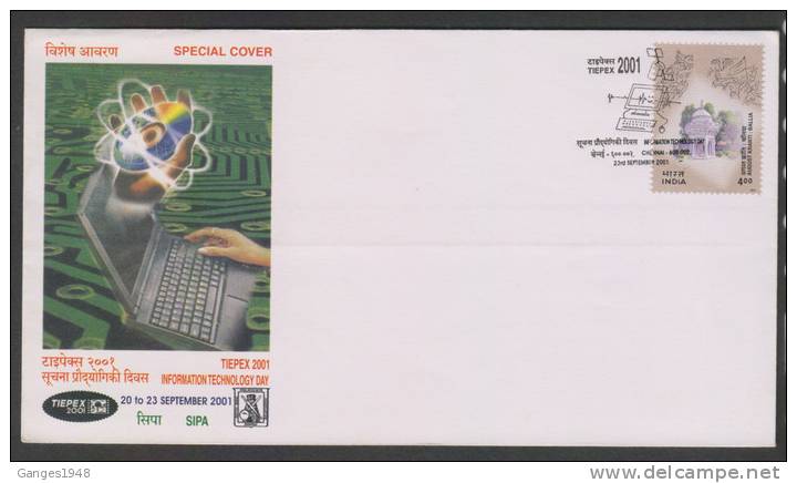 India 2001 INFORMATION TECHNOLOGY  COMPUTOR CD ATOM Special Cover  #25004 Indien Inde - Informatique