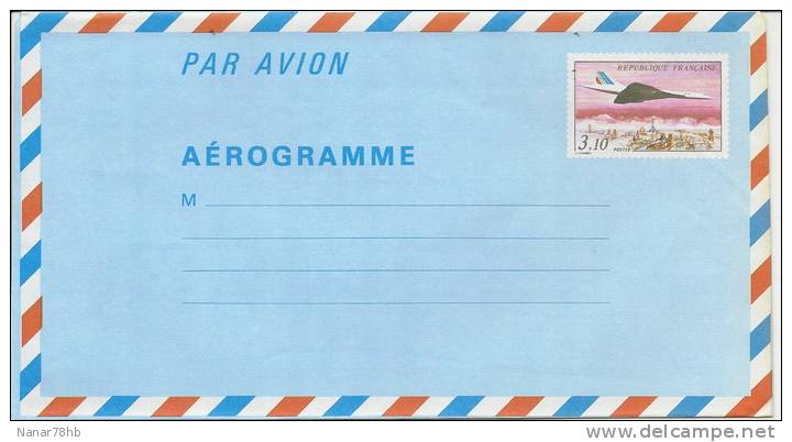 (d) Aérogramme Concorde Survolant Paris - Aerogramme