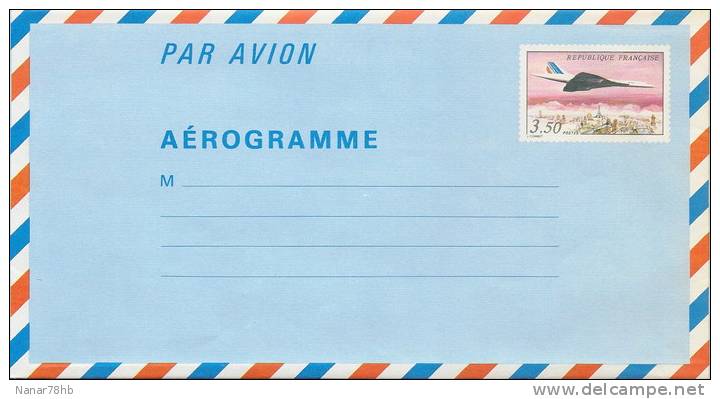 (d) Aérogramme Concorde Survolant Paris - Luchtpostbladen