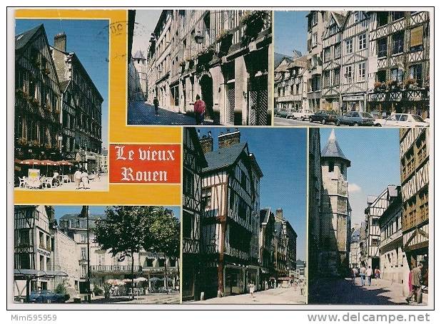 C 544/76 - Le Vieux ROUEN - Multivues - Vues Diverses - Circulée 1994 - Animée - Scan Recto-verso - Rouen