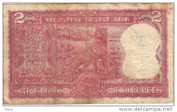 INDIA 2 RUPEES RED  EMBLEM FRONT & TIGER ANIMAL BACK ND(05.75-08.75) SIGN.80 AF P.53c  LETTER A  READ DESCRIPTION ! - Indien