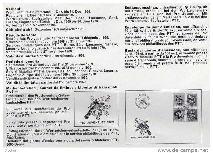 Pro Juventute Vögel 1969 Schweiz 914/7 ** Plus O 4€ Mit Ank.-Bl. Stieglitz Pirol Mauerläufer Eichelhäher Set Of Helvetia - Ungebraucht