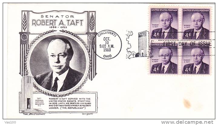 Senator Robert A. Taft 1960 Cover FDC,premier Jour, United States. - 1951-1960