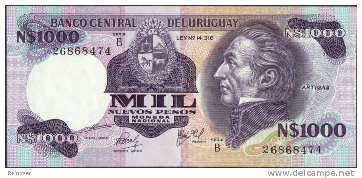 ® URUGUAY - 1000 Nuevos Pesos (SERIE B, 1981) UNC - Uruguay