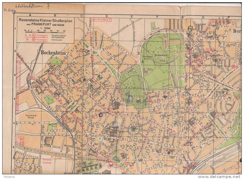 B0477 - Cartina - Map - Die Messestadt FRANKFURT AM MAIN Anni '50 - Topographische Karten