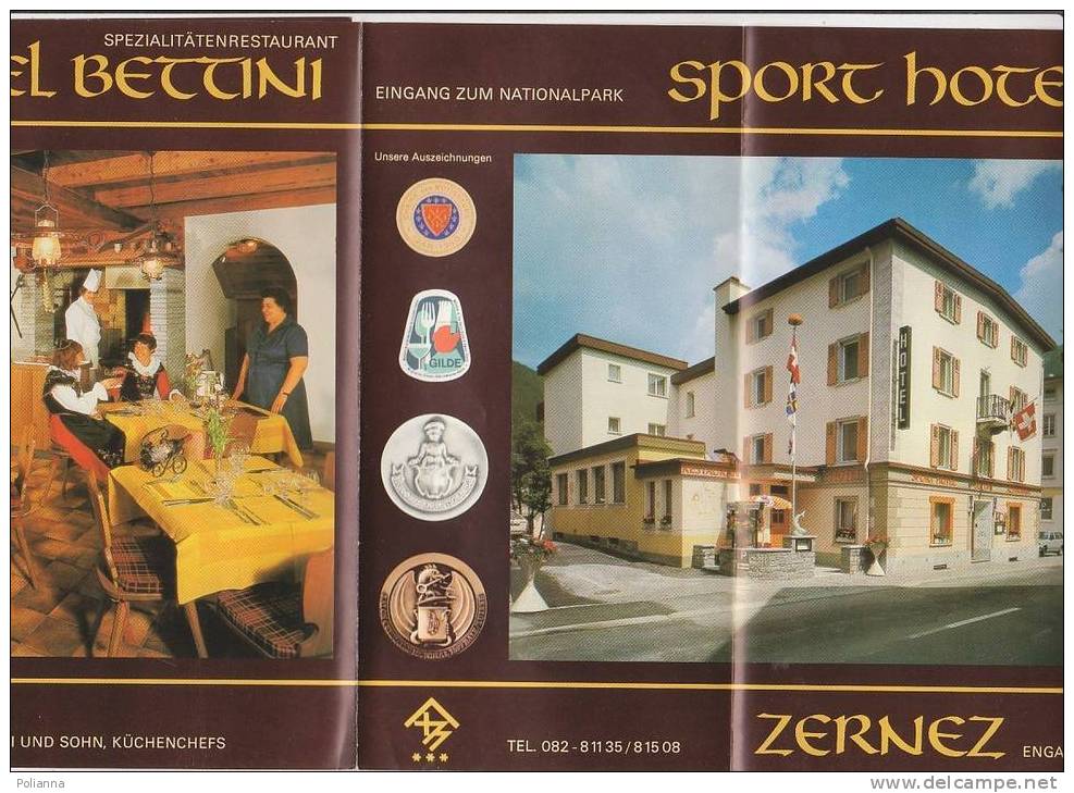 B0495 - Brochure Turistica - SVIZZERA - ZERNEZ - SPORT HOTEL  Anni '80 - Carte Topografiche