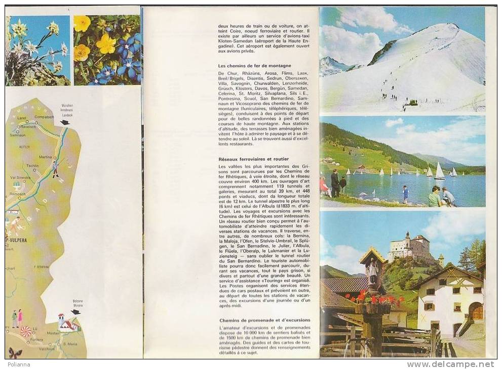 B0498 - Brochure Turistica - SVIZZERA - GRISONS Anni '80/Camping/golf/tennis/piscina/stadio Del Ghiaccio - Topographische Kaarten