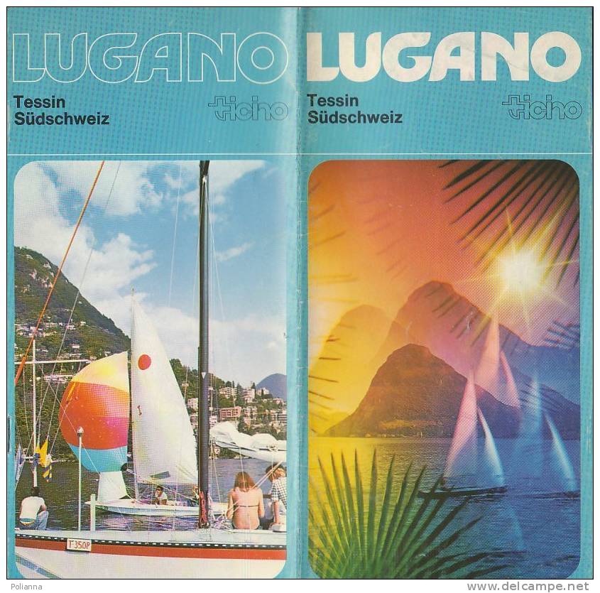 B0499 - Brochure Turistica - SVIZZERA - LUGANO Anni '70/Castagnola/Palazzo Dei Congressi/Golf/Morcote/Gandria - Cartes Topographiques