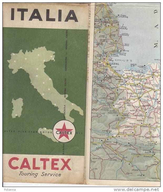 B0502 - Cartina Benzina CALTEX -  TOURING SERVICE - ITALIA Anni '60 - Wegenkaarten