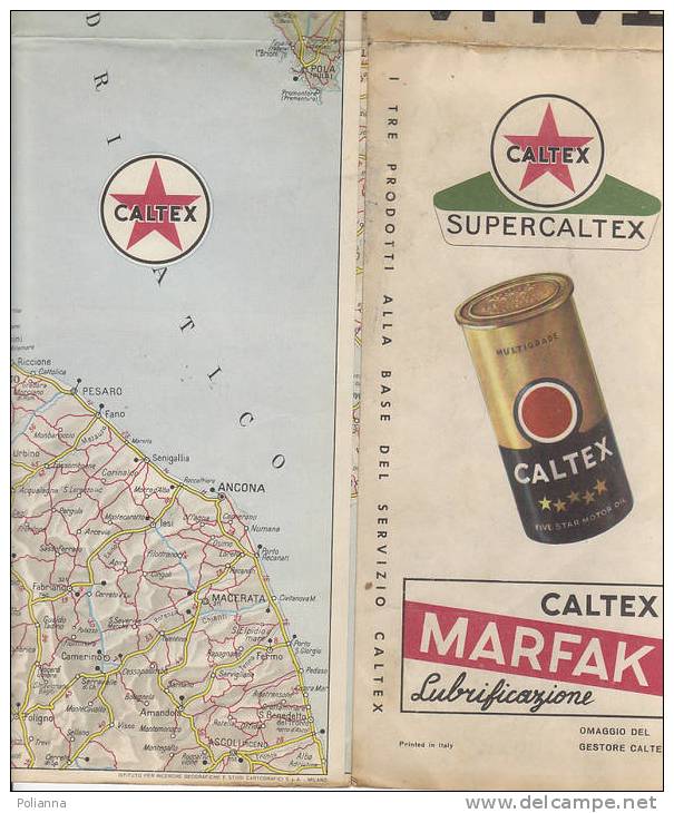 B0502 - Cartina Benzina CALTEX -  TOURING SERVICE - ITALIA Anni '60 - Roadmaps