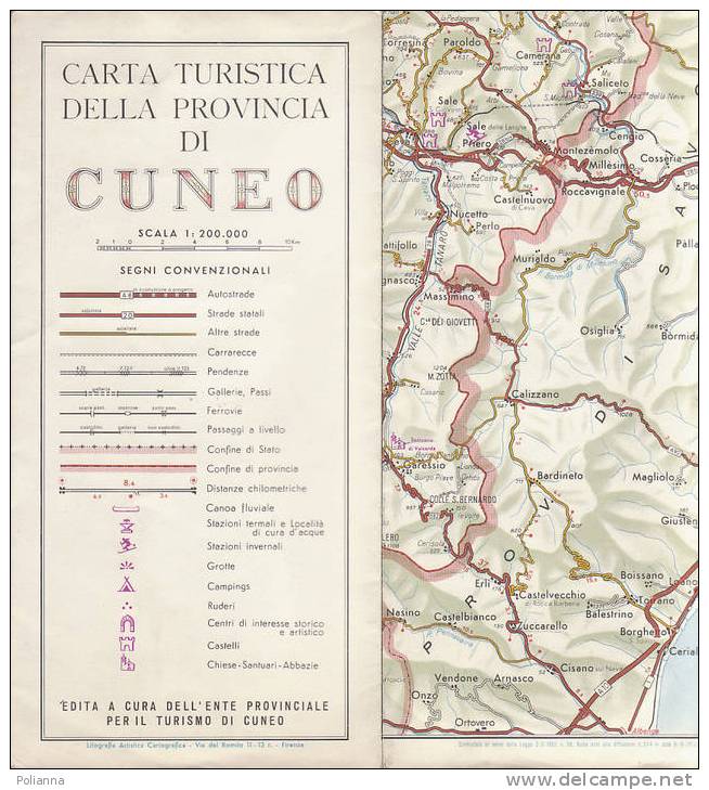 B0508 - Cartina PROVINCIA CUNEO EPT 1982 - Strassenkarten