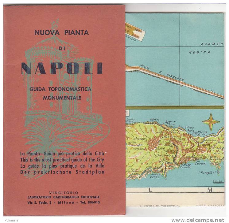 B0522 - GUIDA TOPONOMASTICA MONUMENTALE - PIANTA Di NAPOLI Lab.Cartografico Ed.1960 - Topographical Maps