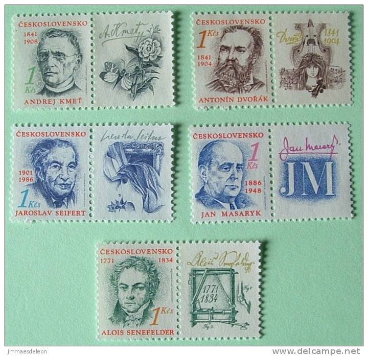 Czechoslovakia 1991 Famous People Insect Music Litterature - Mint No Gum Full Set - Unused Stamps