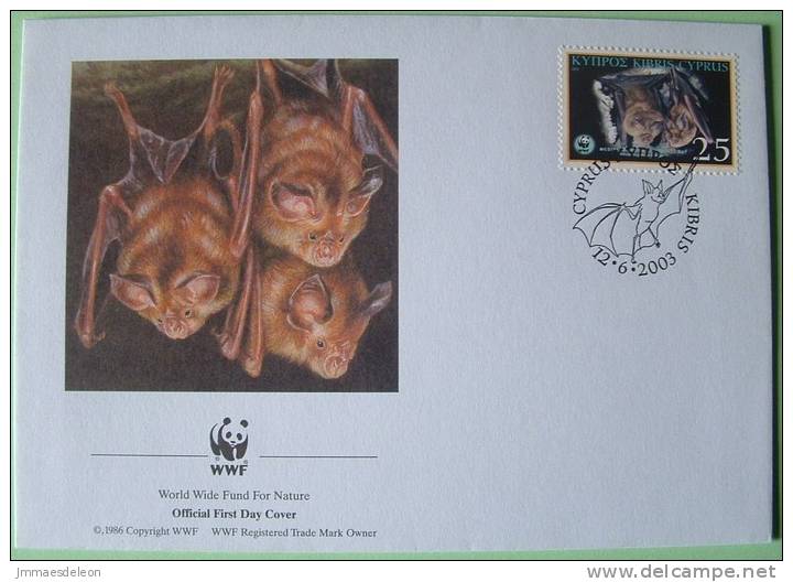 Cyprus 2003 Bats - FDC - Lettres & Documents