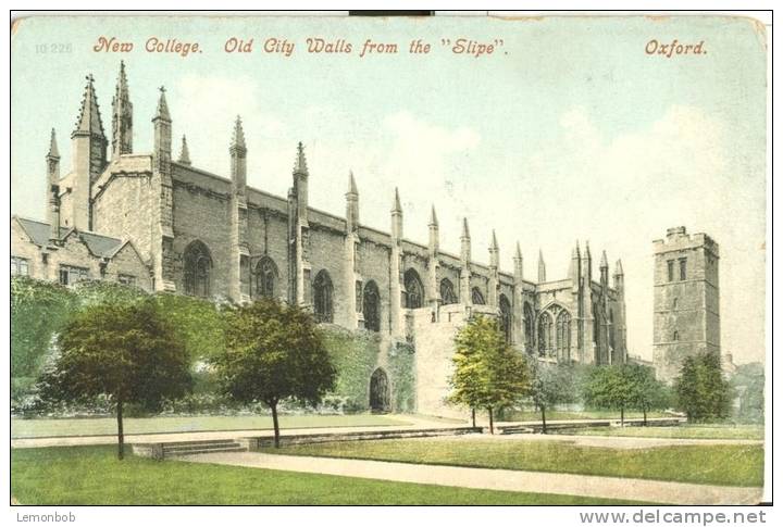 Britain – United Kingdom – New College, Old City Walls From The "Slipe", Oxford, Early 1900s Unused Postcard [P4536] - Oxford