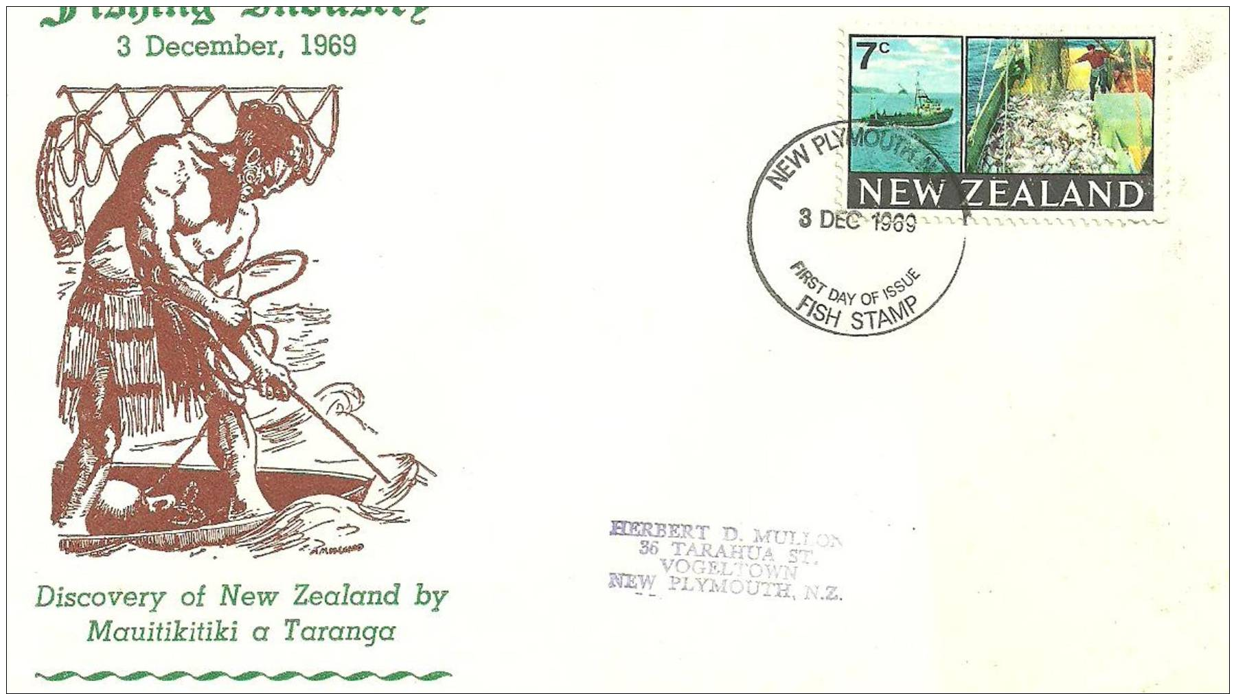 NEW ZEALAND - 1969 7c DEFINITIVE FISHING FDC - Other & Unclassified