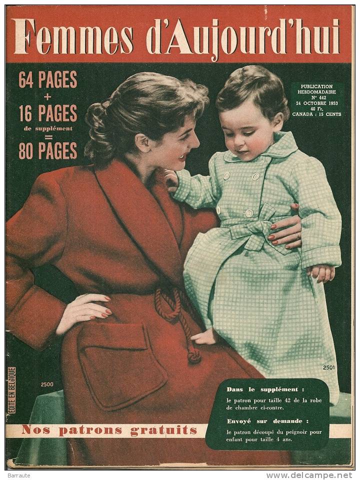 Femmes D´aujourd´hui N° 442 Du 24/10/1953  Interview De L´auteur Claude FAYET. - Mode