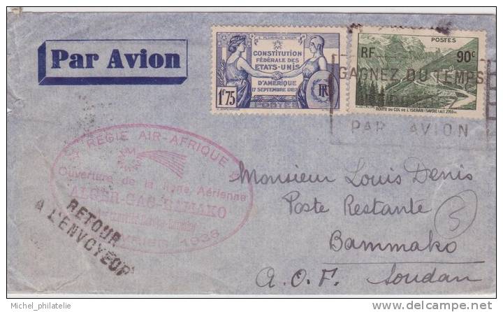 Ouverture De La Ligne Aérienne, Alger - Gac - Bamako Janvier 1936 - Autres - Europe