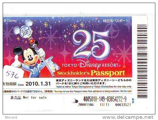 Disney * PASSPORT * Entreecard JAPON * TOKYO DISNEYLAND (576) MICKEY * STOCKHOLDERS Passeport * JAPAN * CINEMA *FILM - Disney