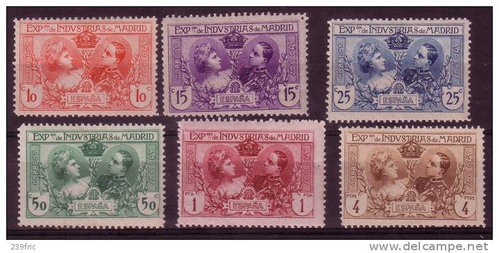 EXPOSITION DE MADRID ALPHONSE XIII ET REINE VICTORIA YT236 A 241 NEUFS CHARNIERES PROPRES - Unused Stamps