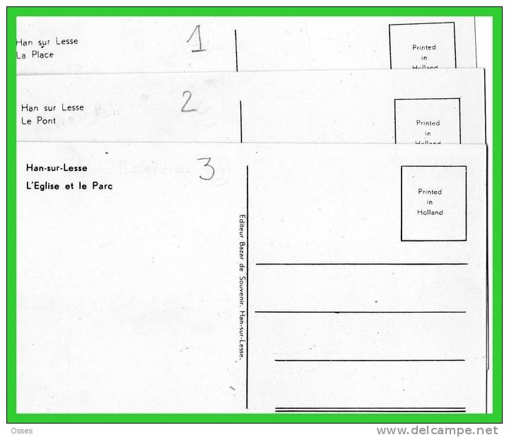 TROIS C.P.A. De HAN Sur LESSE -1) La Place-2) Le Pont 3)- L'Eglise Et Le Parc (rectos Vresos) - Rochefort