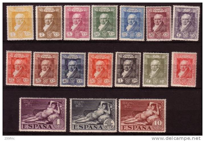 CENTENAIRE DE LA MORT DE GOYA 1930 YT412 A 428 NEUFS CHARNIERES PROPRES - Unused Stamps