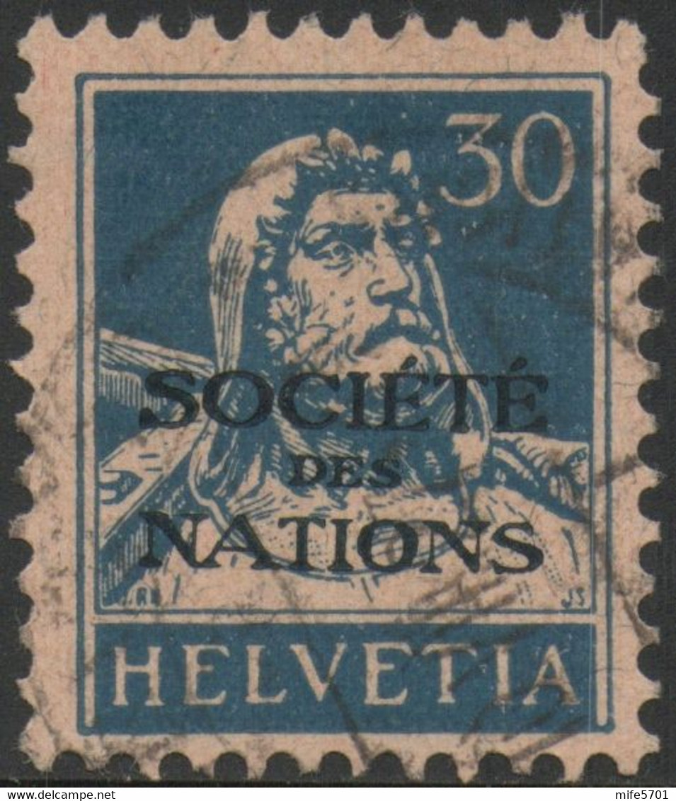 SVIZZERA 1924 FRANCOBOLLO DI SERVIZIO GUGLIELMO TELL SOPRASTAMPA 'SOCIETÉ DES NATIONS' C. 30 USATO / USED ◉ ZUMSTEIN 20 - Officials