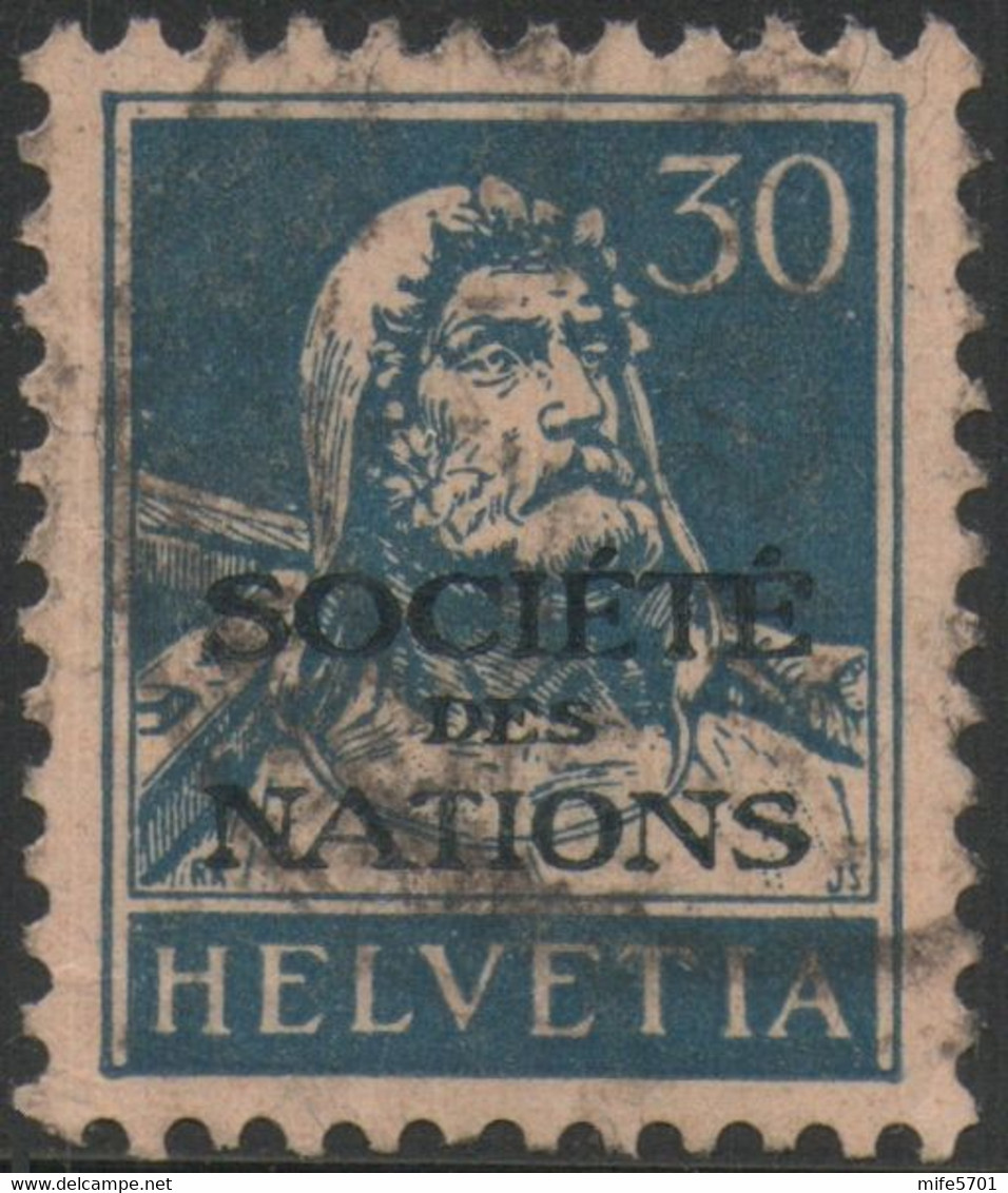 SVIZZERA 1924 FRANCOBOLLO DI SERVIZIO GUGLIELMO TELL SOPRASTAMPA 'SOCIETÉ DES NATIONS' C. 30 USATO / USED ◉ ZUMSTEIN 20 - Service