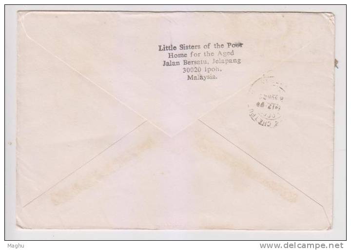 Slogan Canel. "....."  Airmail, Air Mail Cover Malasia  To India, Fruits , From Little Sisters Of The Poor. - Lettres & Documents