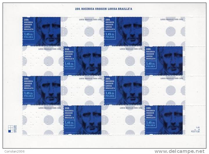 Poland 2009 MNH / Louis Braille / MS - Handicap