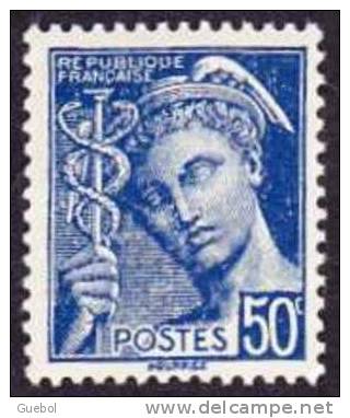 France Mercure - N°  414 A * Le 50 Centimes Bleu - 1938-42 Mercure