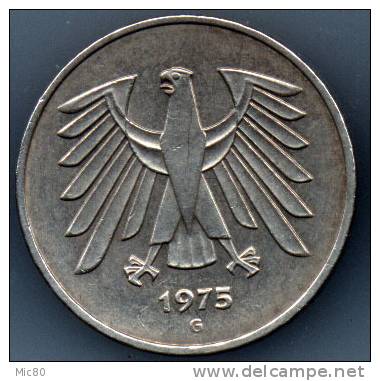 Allemagne 5 Marks 1975 G Ttb - 5 Marcos