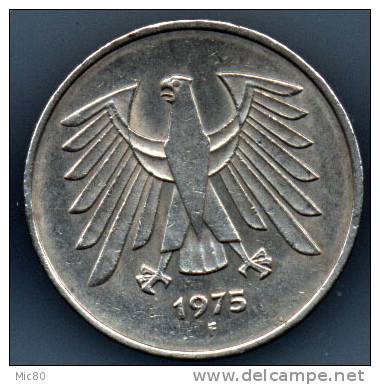 Allemagne 5 Marks 1975 F Ttb+ - 5 Marcos