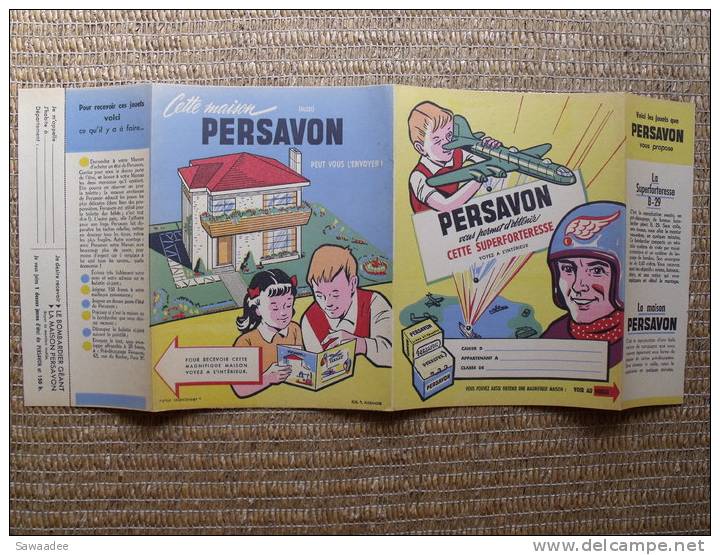 PROTEGE CAHIER - PUBLICITE - SCOLAIRE - PERSAVON - SUPERFORTERESSE B.29 - LA MAISON PERSAVON - - Schutzumschläge