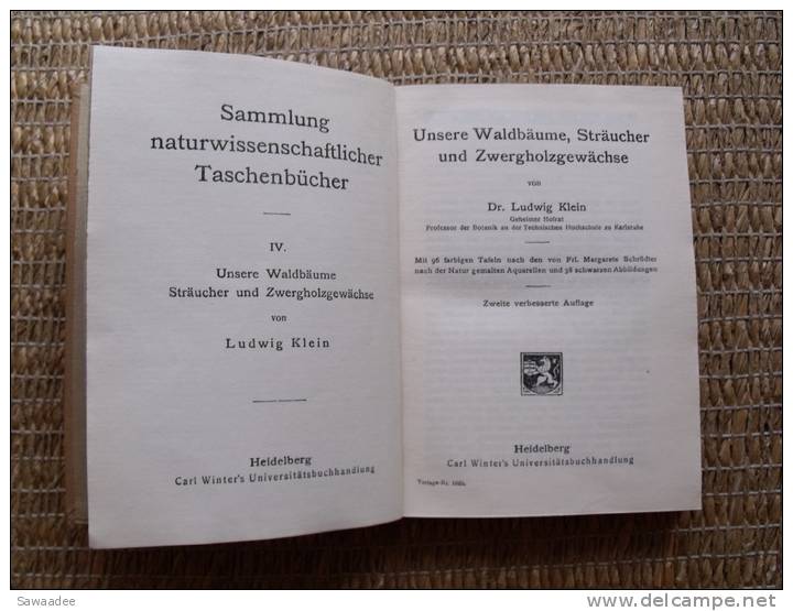 LIVRE - NATURE - ARBRES ET BUISSONS - UNSERE WALDBÄUME, STRÄUCHER UND ZWERGHOLZGEWÄCHSE - L. KLIEN - HEILDELBERG - Botanik