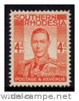 Southern Rhodesia - 1937 KGVI 4d MH* - Zuid-Rhodesië (...-1964)